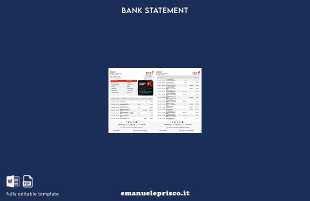 modello di pagine di parole dell'estratto conto bancario della Nigeria United Ba